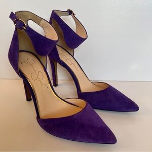 Jessica Simpson Ankle Strap Purple Suede Heels
